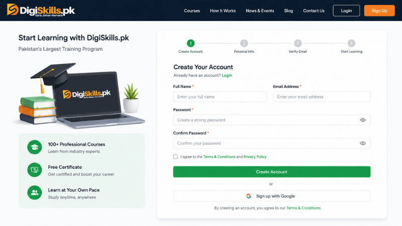 digiskills pakistan registration free certificate