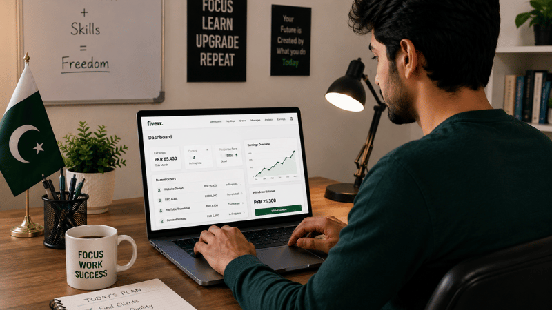 fiverr earning pakistan freelancer laptop