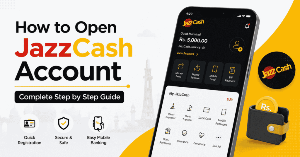 how to open jazzcash account step by step guide